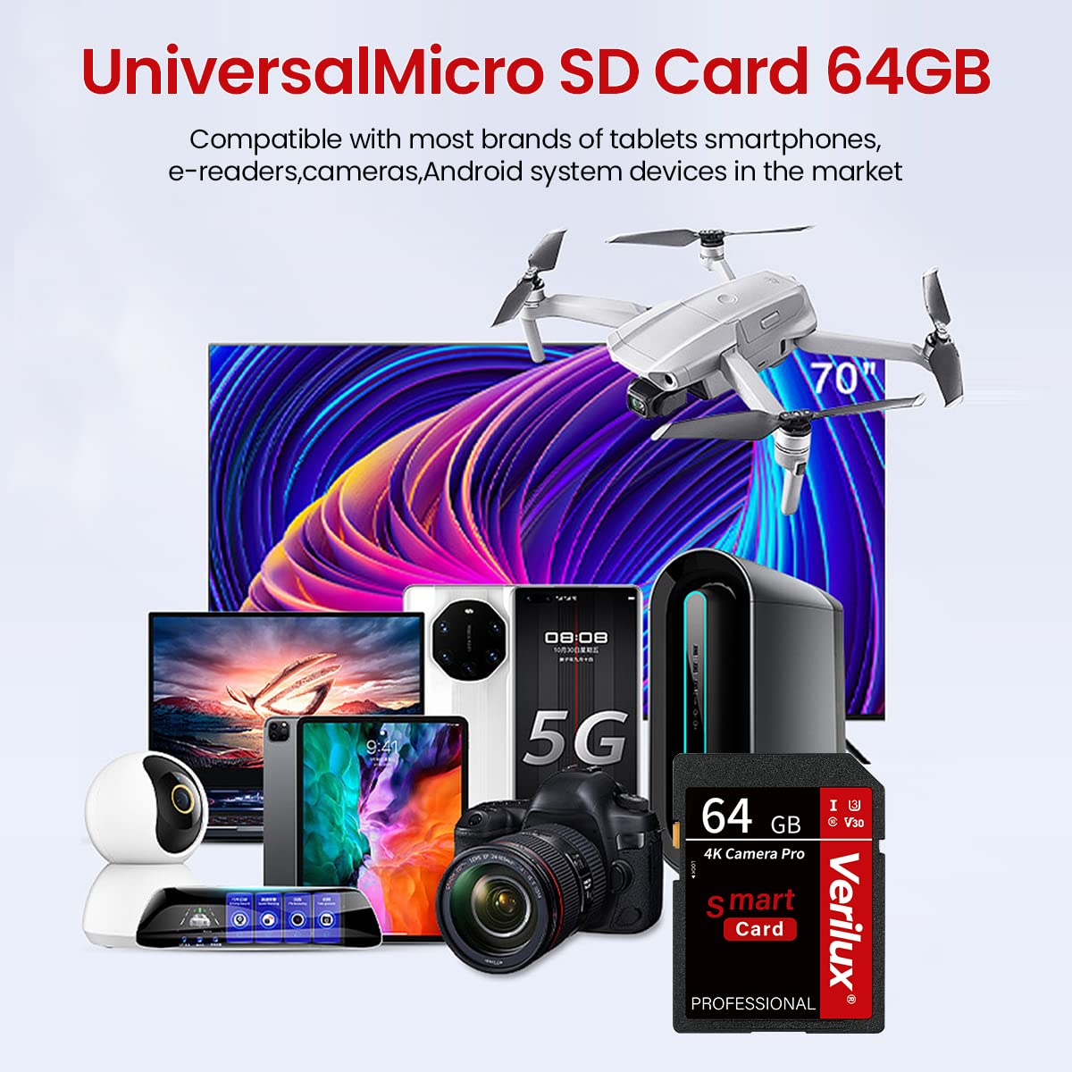 Verilux SD Card 64 GB Memory Card High Speed Camera SD Card