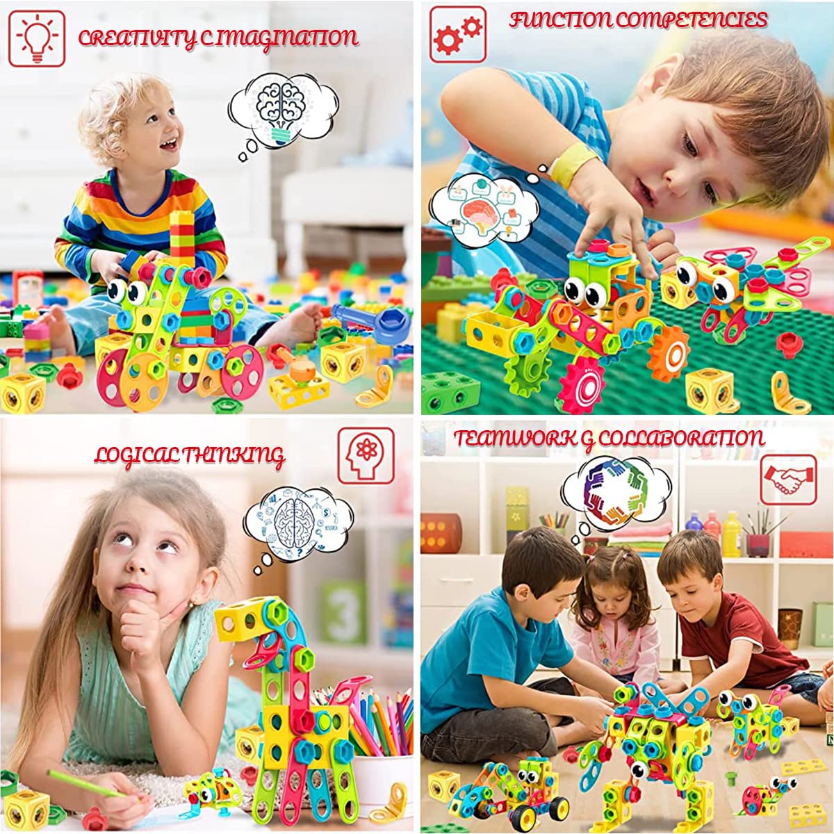 PATPAT Building Blocks for Kids 288 Pcs DIY Construction Toys for Kids Educational Stem Toys Building Sets with Electric Drill Kids Activities Toys Creative Puzzle Games for Boys Girls 3 4 5 6 7 8