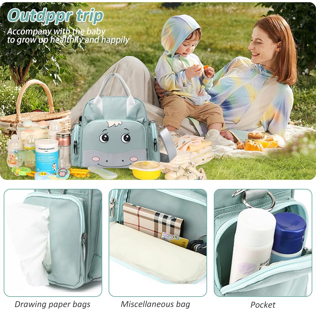 ZIBUYU Diaper Bags for Mom for Travel Lightweight Baby Bag with Shoulder Strap Tote Bag Cute Fashion Cartoon Print Maternity Bag Mother Bag for Baby Travel Motherly Diaper Bags