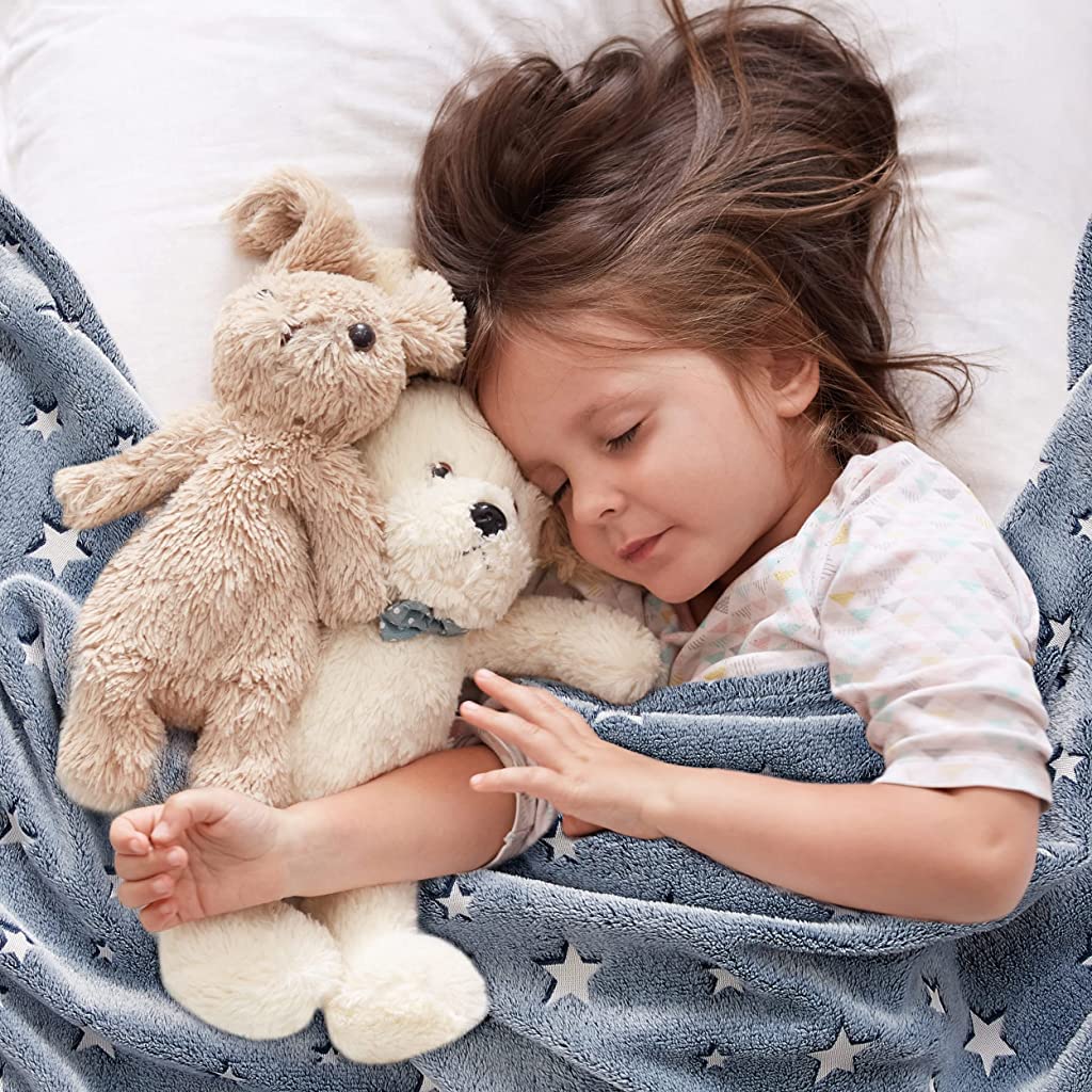 Optifit 125 * 150cm Glow in The Dark Blanket for Kids Baby, Microfiber Flannel Blanket, Soft and Warm Dinasour Print Blanket for Sleepover Party Night Pajama Blanket for Kids Luminous Blanket