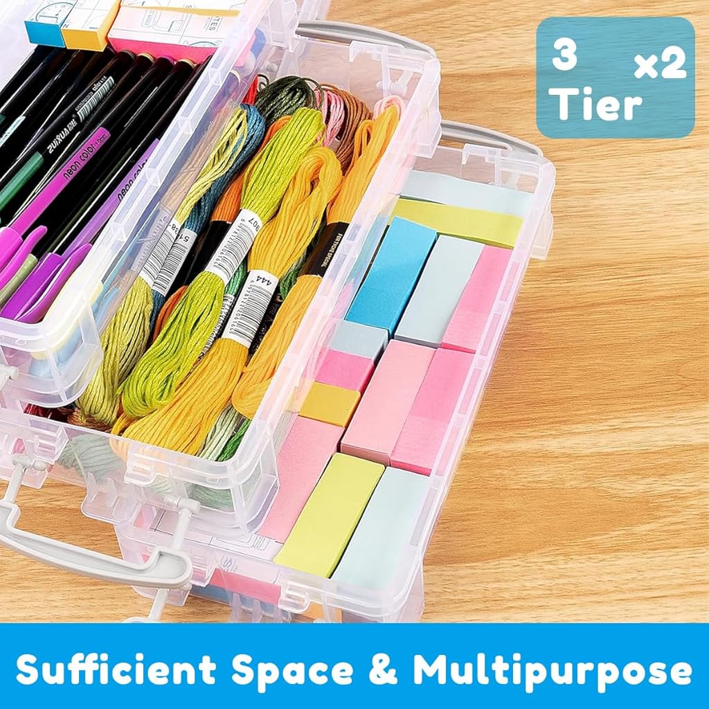 HASTHIP® 6Pack Large Capacity Pencil Box, Office Supplies Storage Organizer Box, Brush Painting Pencils Storage Box Watercolor Pen Container Drawing Tools
