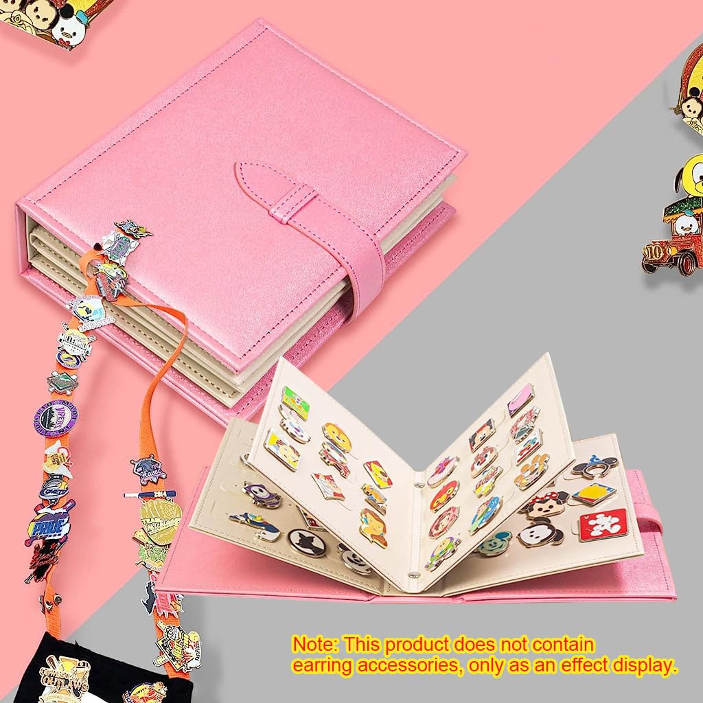 MAYCREATE Earring Book Organizer, Portable Earring Holder Case Pu Leather Travel Earring Case with Foldable Book Design for Girls Gift