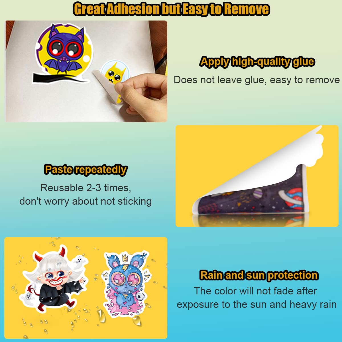 HASTHIP Skin Stickers for Scrapbook Journal Cute Cartoon Stickers for Laptop Compute, Water Bottle,Travel Case, Waterproof Tape Sticker Wall Stickers for Boys Girls