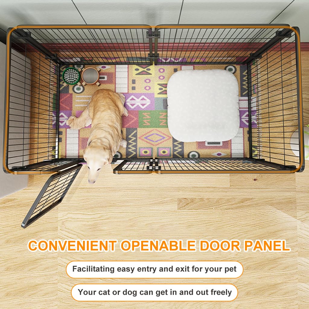 HASTHIP Dog Playpen Metal Pet Playpen Free Assembly Indoor Pet Fence with Door Playpen for Dog Cat Playpen Indoor DIY Fence Foldable Pet Playpen for Small, Medium Sized Pet, 120x60x60cm, 6 Panels