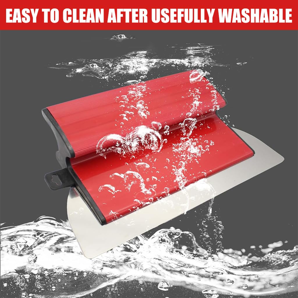 Serplex Skimming Blade 9.84 Inches Stainless Steel Trowel Skimming Blade Rubberized Handle Drywall Smoothing Spatula Skimming Trowel Plastering Trowel for Large Area Project, House Renovation