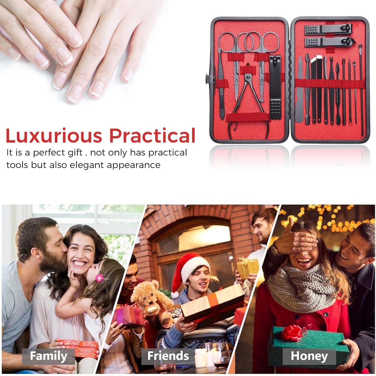 MAYCREATE Manicure Set for Women, Men Stainless Steel Professional Pedicure Kit, Nail Clipper for Manicure Kit & Eyebrow Grooming Kit Nail Care Tool Kit with Storage Case Manicure Kit Travel - 18 Pcs