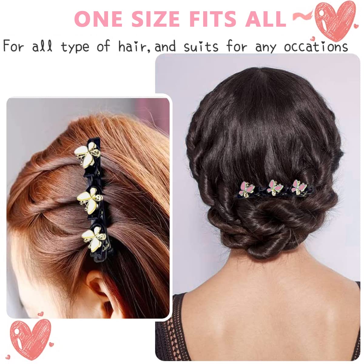 PALAY 4 Pcs Braid Hair Accessories for Kids Butterfly Braided Hair Clips for Women Girls Hairpin Hair Dressing Section Clips for Hair