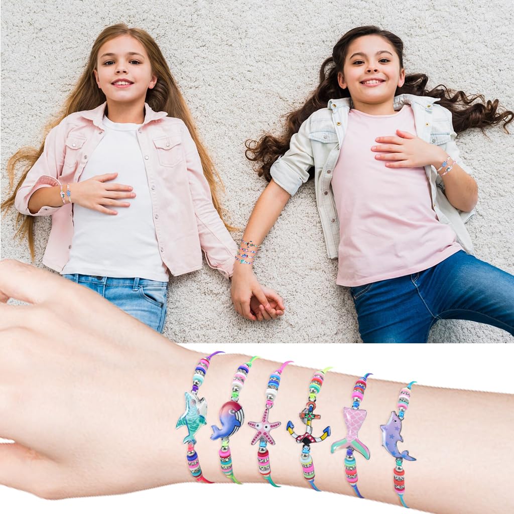 PALAY Bracelet for Girls Stylish Mermaid Friendship Bracelet Cartoon Animal Charm Kids Bracelets for Girls Best Friend Bracelet Set Hand Bracelet Party Bracelet Jewellery Gift for Kids - 12 Pieces