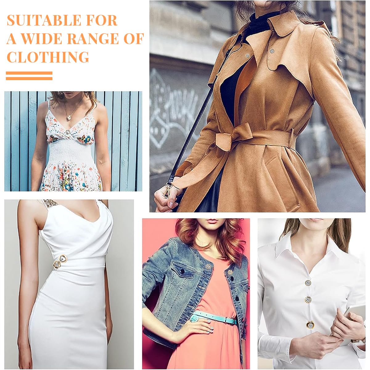 SANNIDHI 50 Pairs Brooch Buttons for Clothes Rhinestone Shirt Button Pins Alloy Instant Anti Exposure Cover Up Button for Shirts Dress Cardigan - No Sew, Detachable