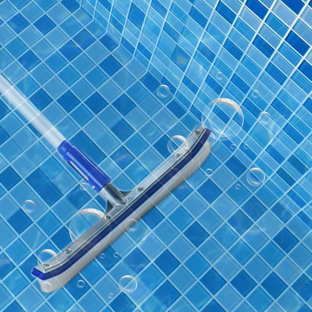 Proberos Swimming Pool Cleaning Brush 5.24ft Assembly Long Handle Cleaning Brush Hard Bristles Cleaning Brush 17.3 Inches Wide Cleaning Brush for Pool, Floor, Wall & Tile