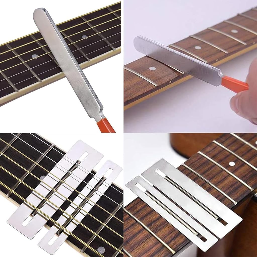 HASTHIP® Fret End File for Guitar Repair, with 2 Fret Guards, 7.2 inches Stainless Steel Fret End File Fret Dressing File Guitar Fret End Dressing Tool