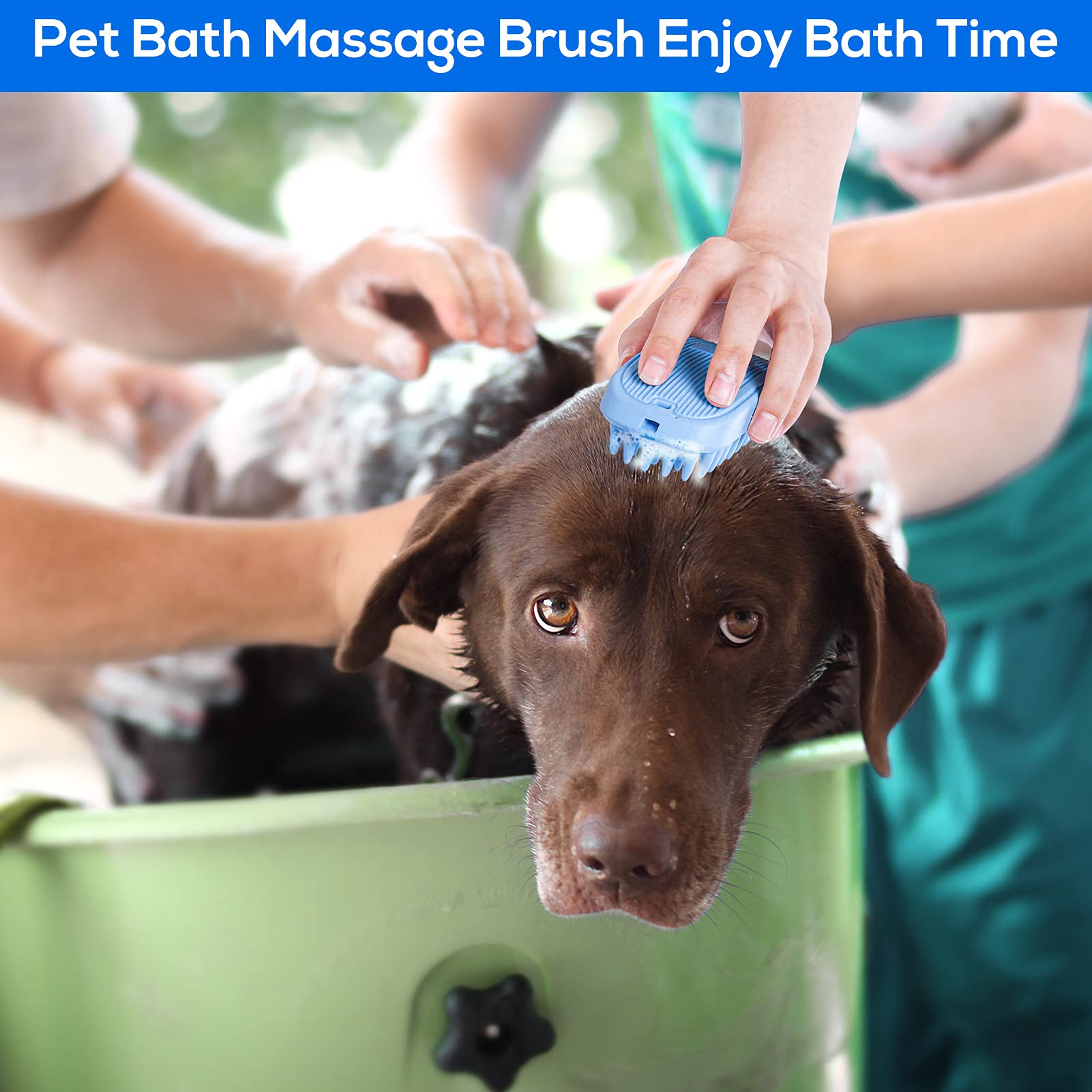 Qpets Dog Brush for Bathing, Pet Massage Brush Puppy Grooming Brush Soft Bathing and Shedding for Dogs and Cats, Dog Bath Brush Cat Cleaning Brush Pet Comb