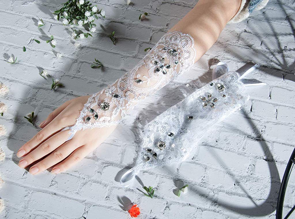 PALAY Unisex Fingerless Wrist Length Lace Gloves