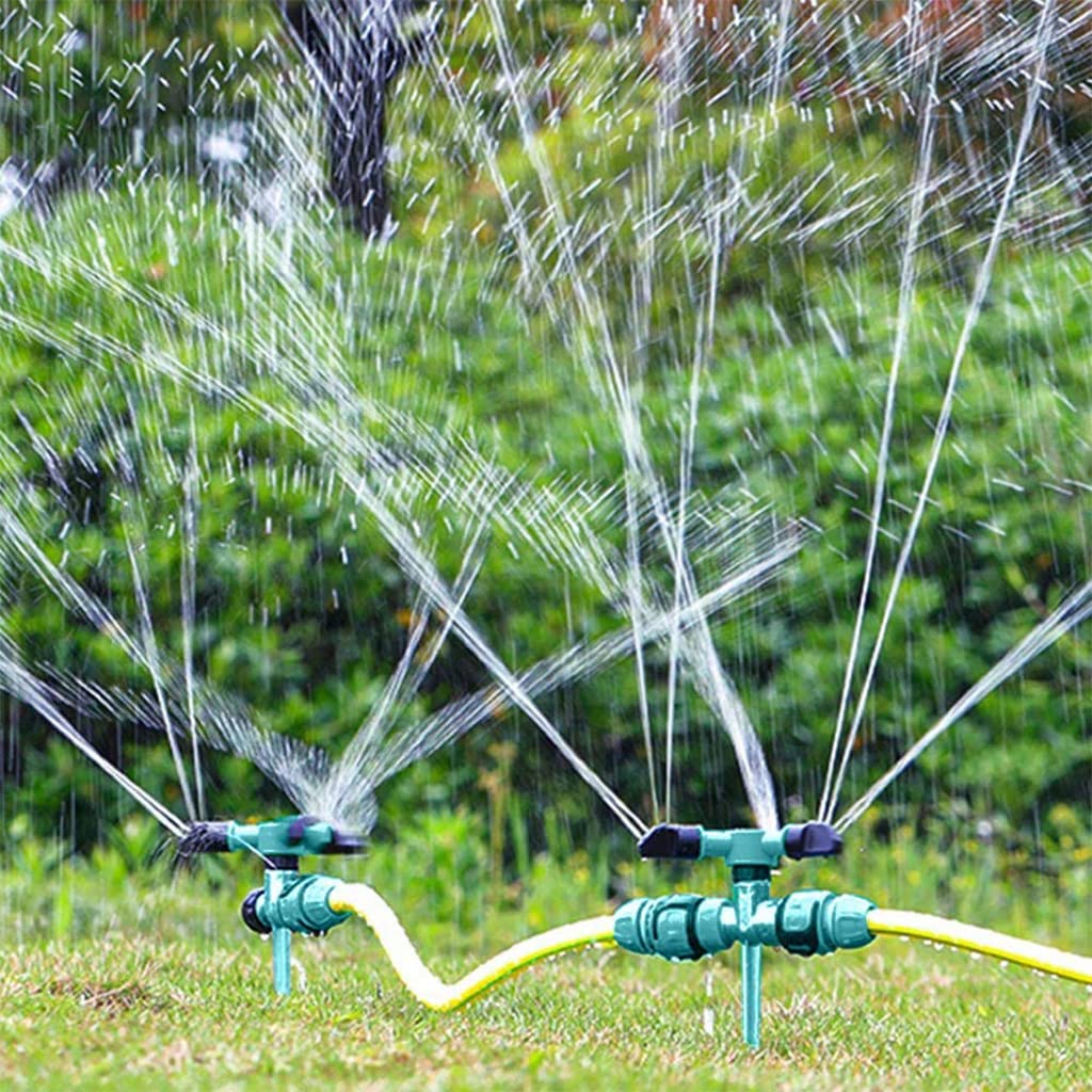 HASTHIP 3pcs Garden Sprinkler, 360° Rotating Irrigation Sprinkler,Three-Outlet Lawn Sprinkler Adjustable Jetting Angle, 3000 Sq.Ft Coverage,Gardening Watering Systems