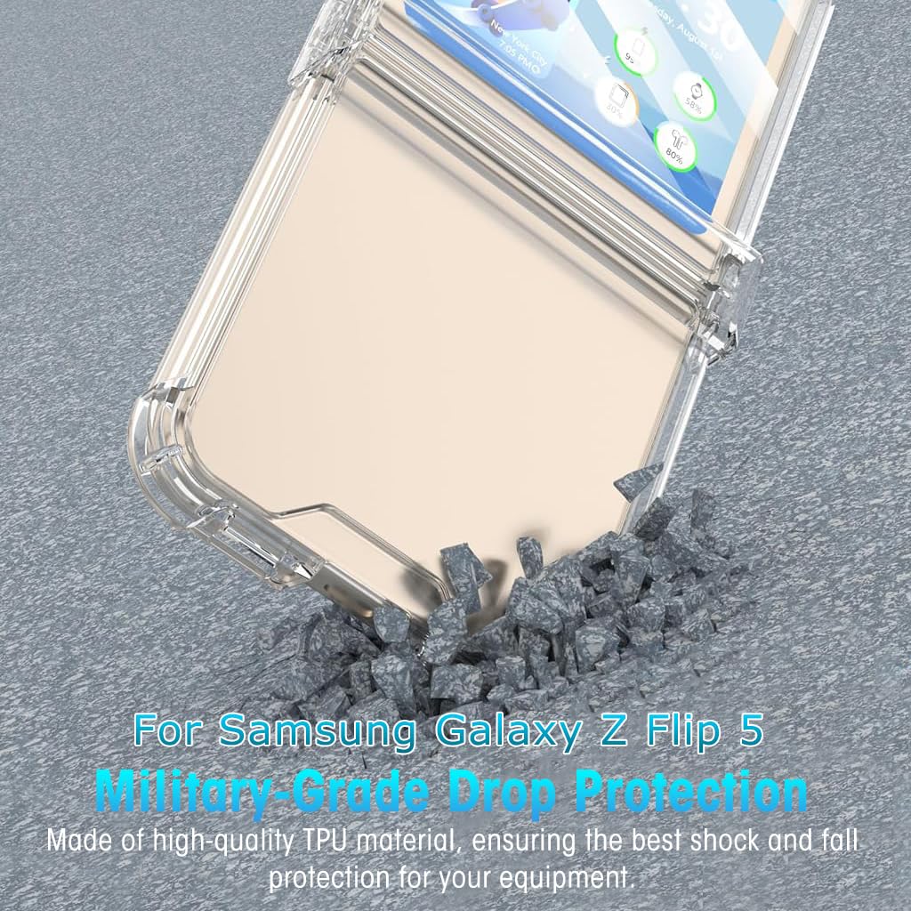 ZORBES Phone Case for Samsung Galaxy Z Flip 5 One Piece Phone Cover with Hinge Designed Anti Scratch TPU Phone Case Protection Case Cover for Samsung Galaxy Z Flip 5 5G(2023)-Clear