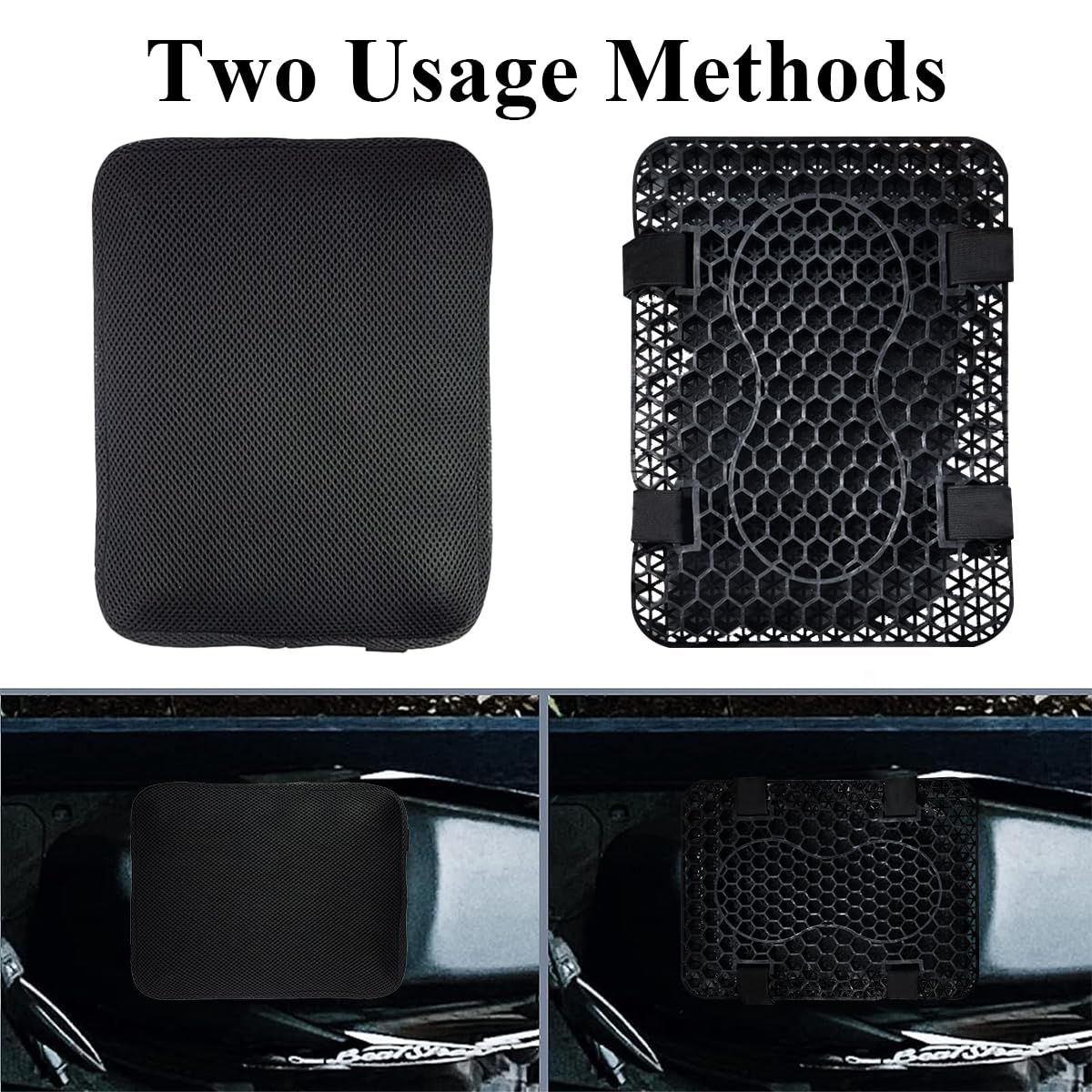 STHIRA Motocycle Seat Cushion, Motorcycle Gel Seat Cushion Breathable Seat Pad for Long Rides, High Density Gel 3D Honeycomb Motorcycle Seat Cover Structure Shock Absorption for Universal Seats