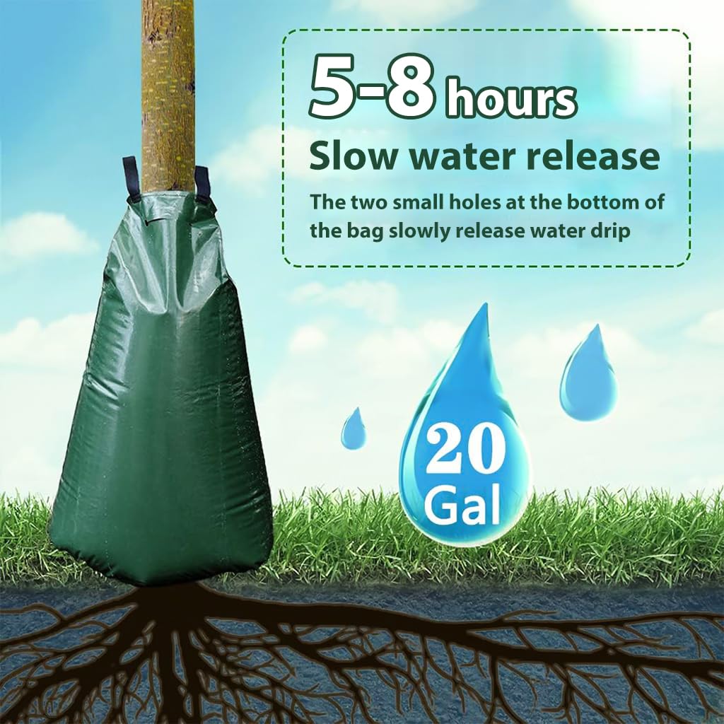 HASTHIP 90L Tree Watering Bag, PE Wear-resistant Slow Release Watering Bag for Newly Planted Trees and Shrubs, Splicable Plant Life Support Water Bag