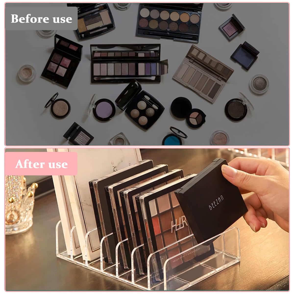 MAYCREATE Acrylic Eyeshadow Palette Makeup Organizer, 8-Cell Cosmetic Storage, Cosmetics Display Storage Holder for Cosmetic, Eye Shadow, Sunglasses and Wallets