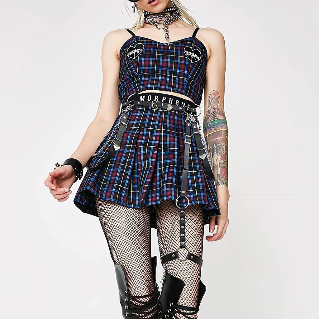 PALAY Punk Waist Chain Belt for Women Girls, Gothic Body Chains Black Belt Rock Mini Skirt Belt for Uniform Dress Jeans Rave Party