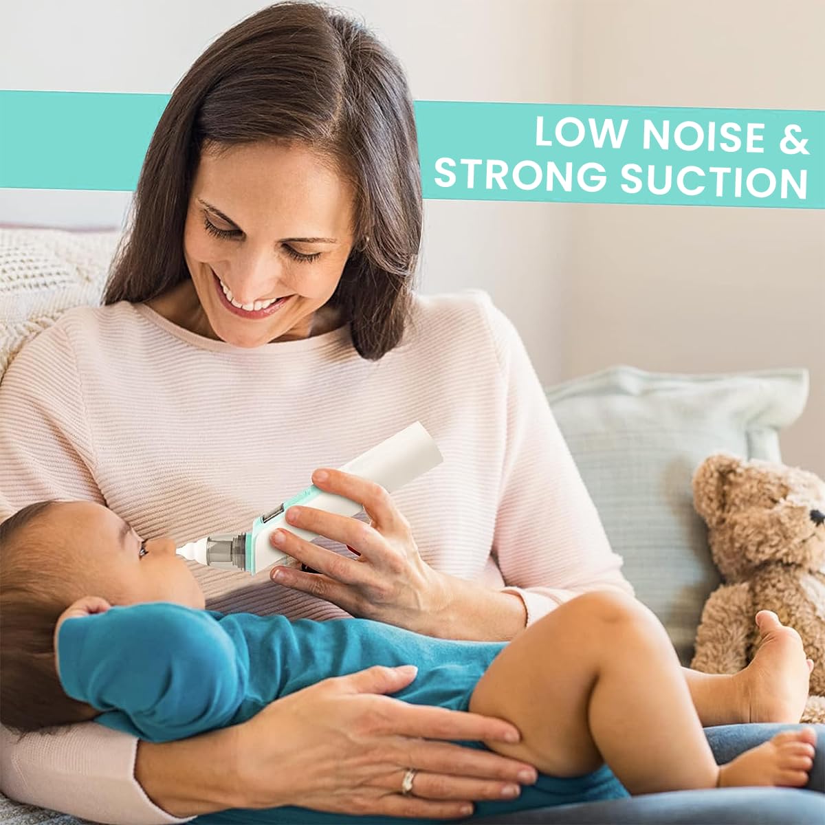 SNOWIE SOFT USB Nasal Aspirator for Baby Electric Baby Nasal Aspirator Mucus Sucker for Baby Silent Baby Mucus Remover with 6 Adjustable Suction Strength Waterproof Baby Nasal Aspirator