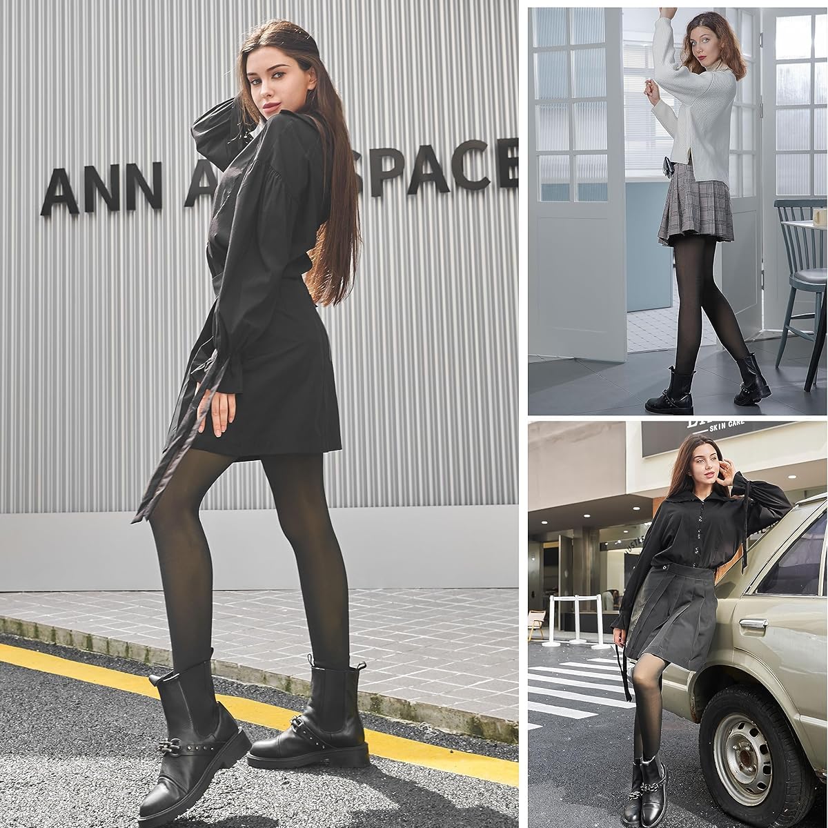 PALAY Women Thermal Tights Winter Fashion Thermal Footed Leggings Fleece-Lined Leggings Layering Leggings High Waist Stretchy Polyester Legging for Casual Wear