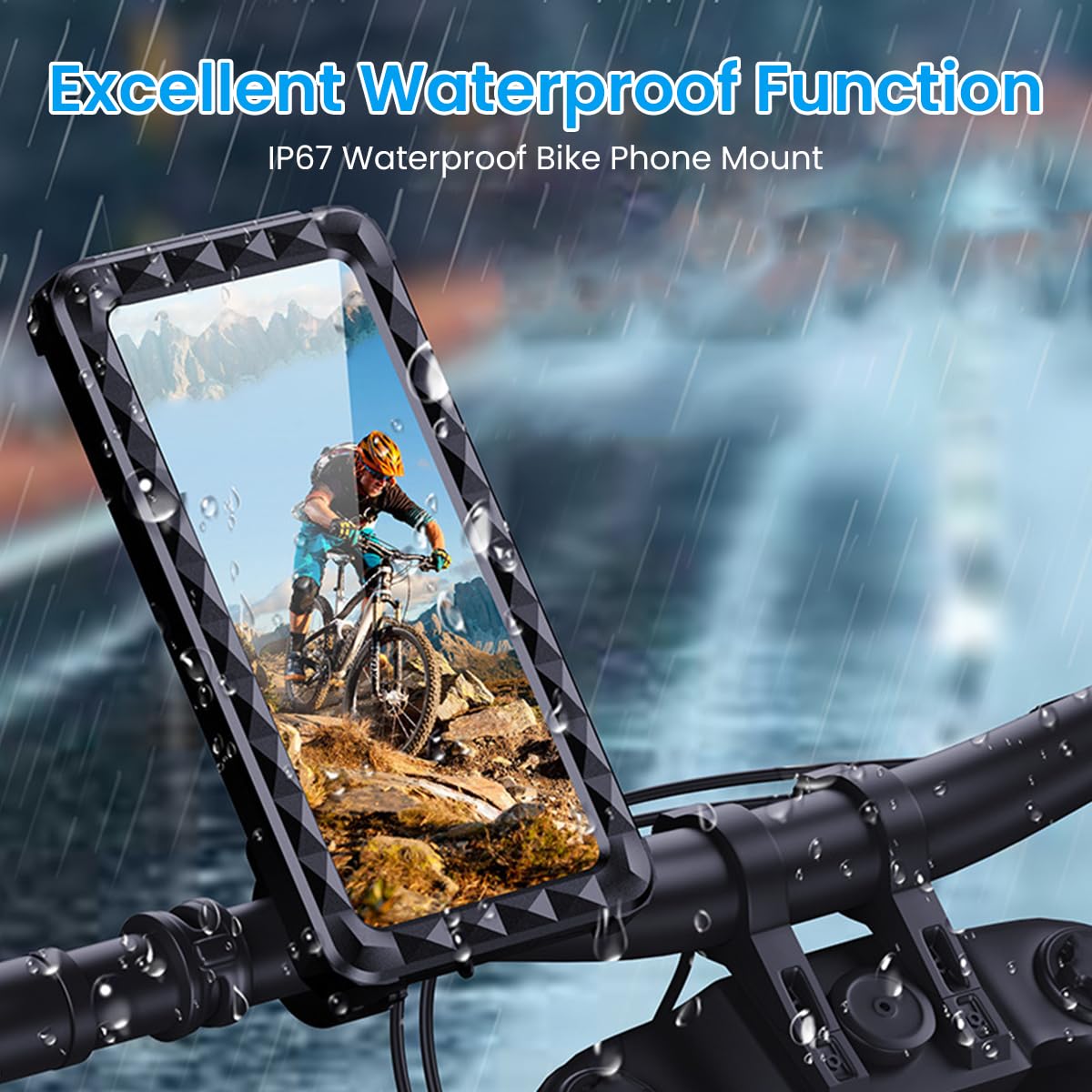 STHIRA Bike Phone Mount HD Touch Screen Phone Mount for 5.5-6.9 Inches Phones, Waterproof Detachable Enclosure Phone Mount, Universal Handle Bar Phone Mount for Bike, Motorcycle, Scooter