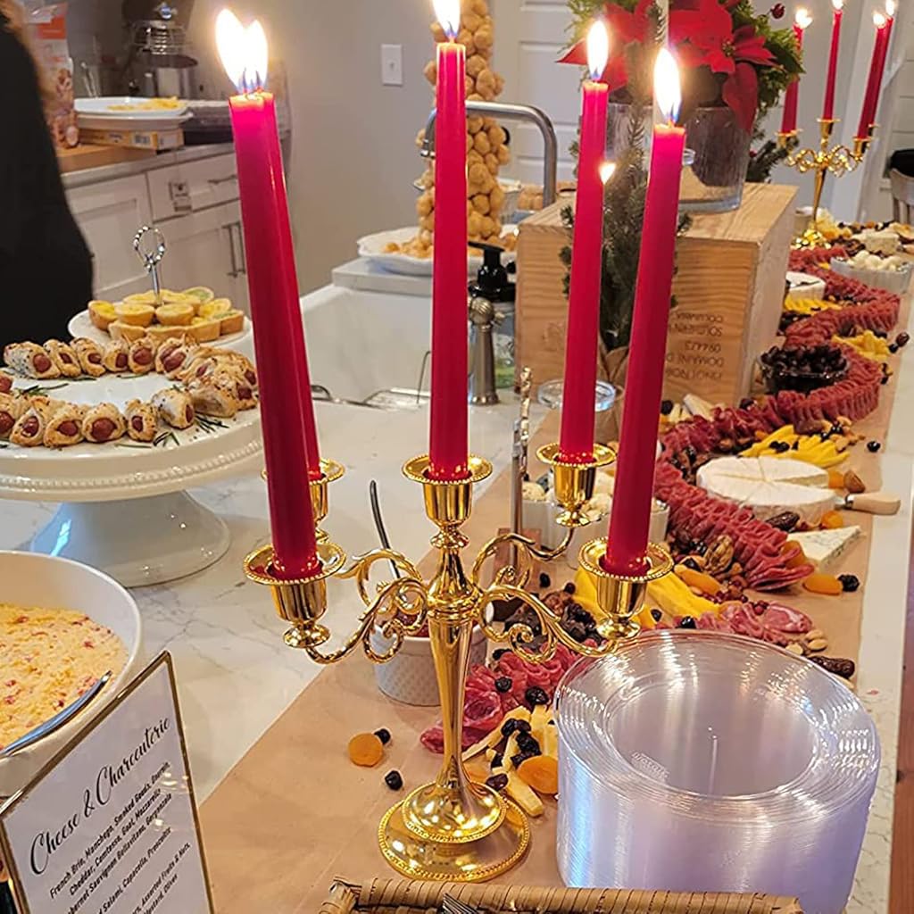 HASTHIP Luxury Candelabrum Golden Metal Candle Holder Multi-Candle Holder Dinning Table Decorative Tea Candle Holder for Wedding, Home Decor, Festival, Banquet