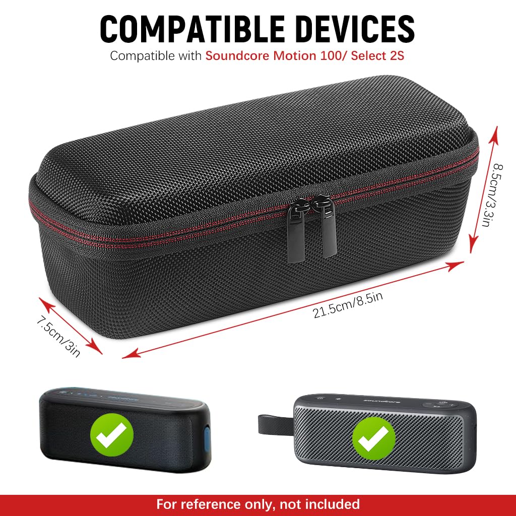 ZORBES Carrying Case for Anker Soundcore Motion 100 Bluetooth Speaker, Anti-Scratch EVA Hard Shell Carrying Case Plush Lining Design Travel Carrying Case with Lanyard, 21.5x7.5x8.5cm, Only case