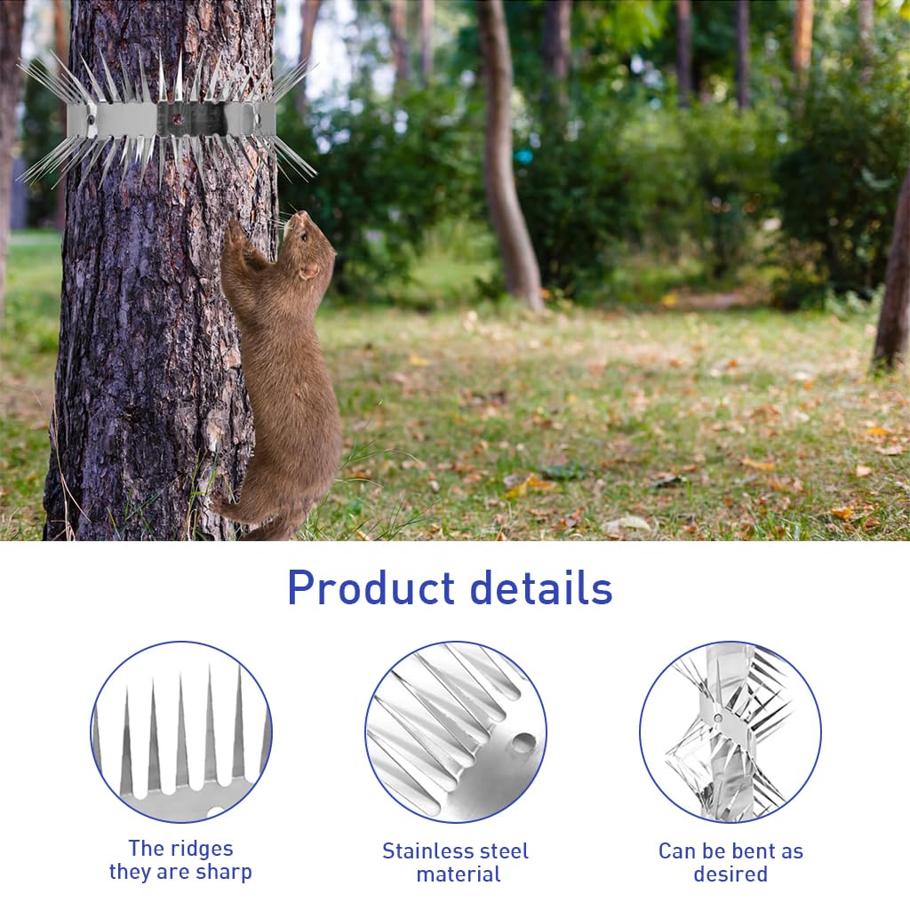 HASTHIP Outdoor Bird Deterrent Spikes - 100CM Collapsible Double Row Stainless Steel Spikes - Anti-Rat Crawling Spike - Repel Birds & Rodents - Spikes to Keep Birds Away - for Pipe, Facade, Parapet
