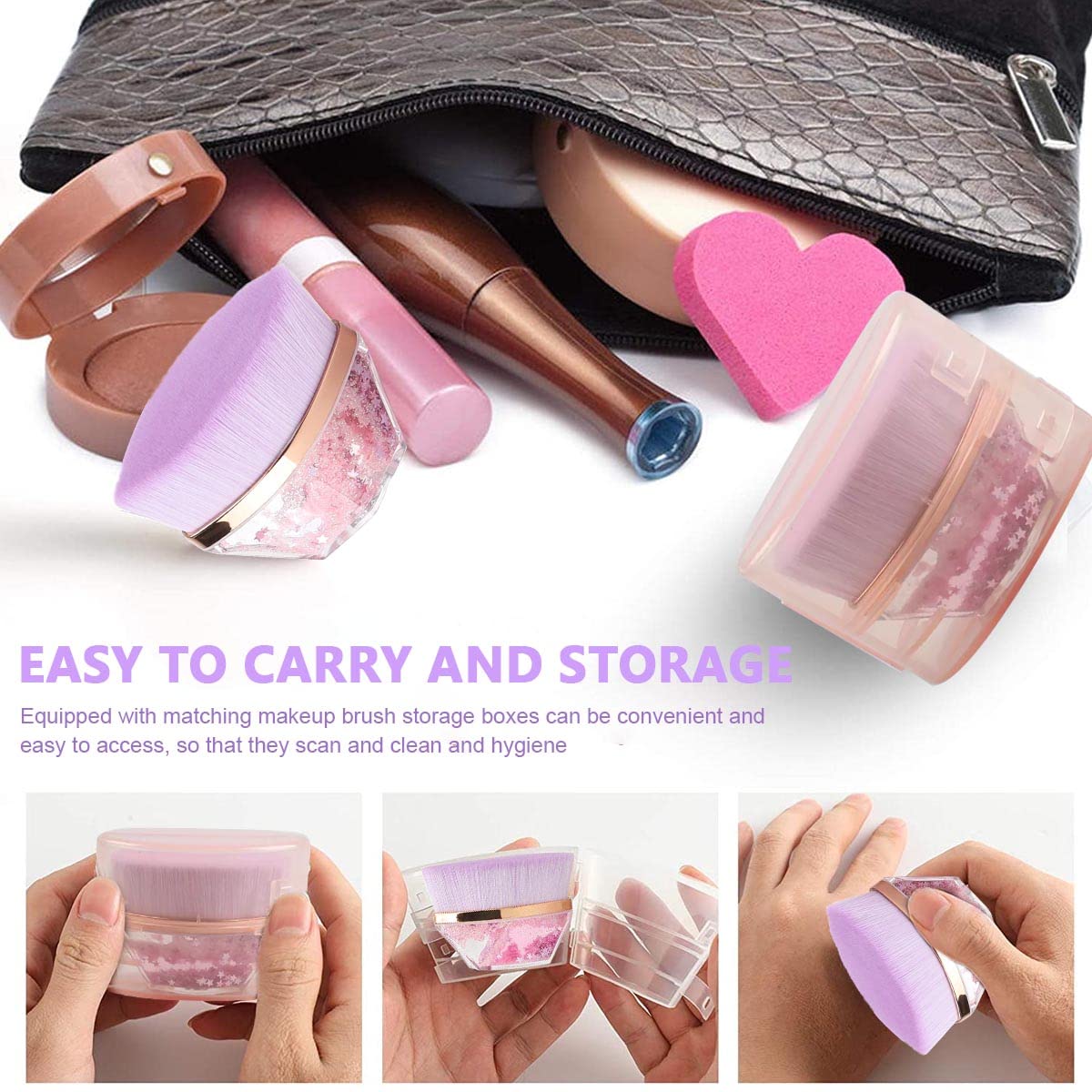 MAYCREATE Foundation Brush for Makeup Brush Flat Top Face Blush Brush High Density Soft Powder Brush for Blending Liquid, Cream, Powder Foundation with Storage Case