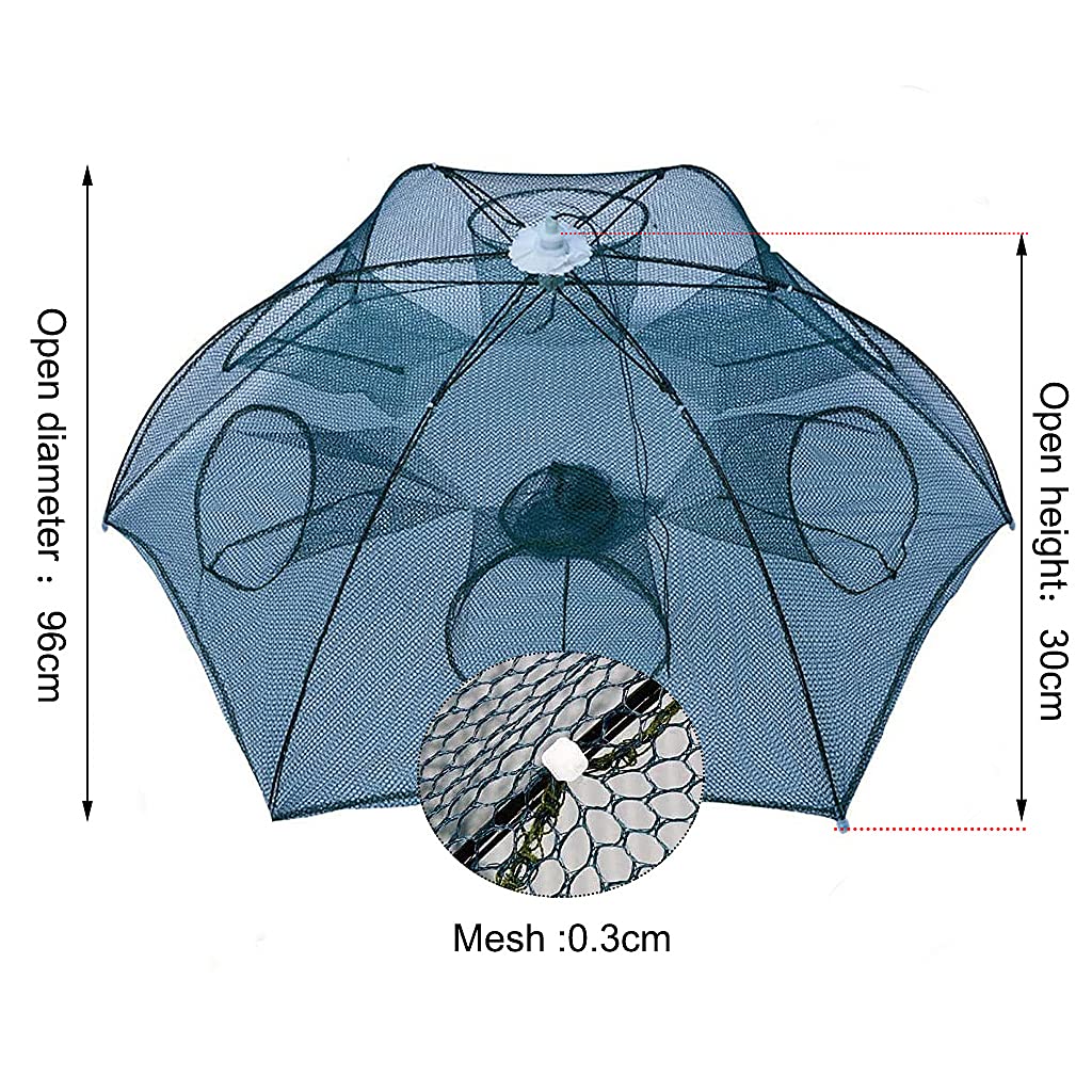 Proberos Cast Mesh Automatic Light Upgraded 6 Side, Portable Folded Fishing Net for Shrimp, Minnow, Crayfish, Crab