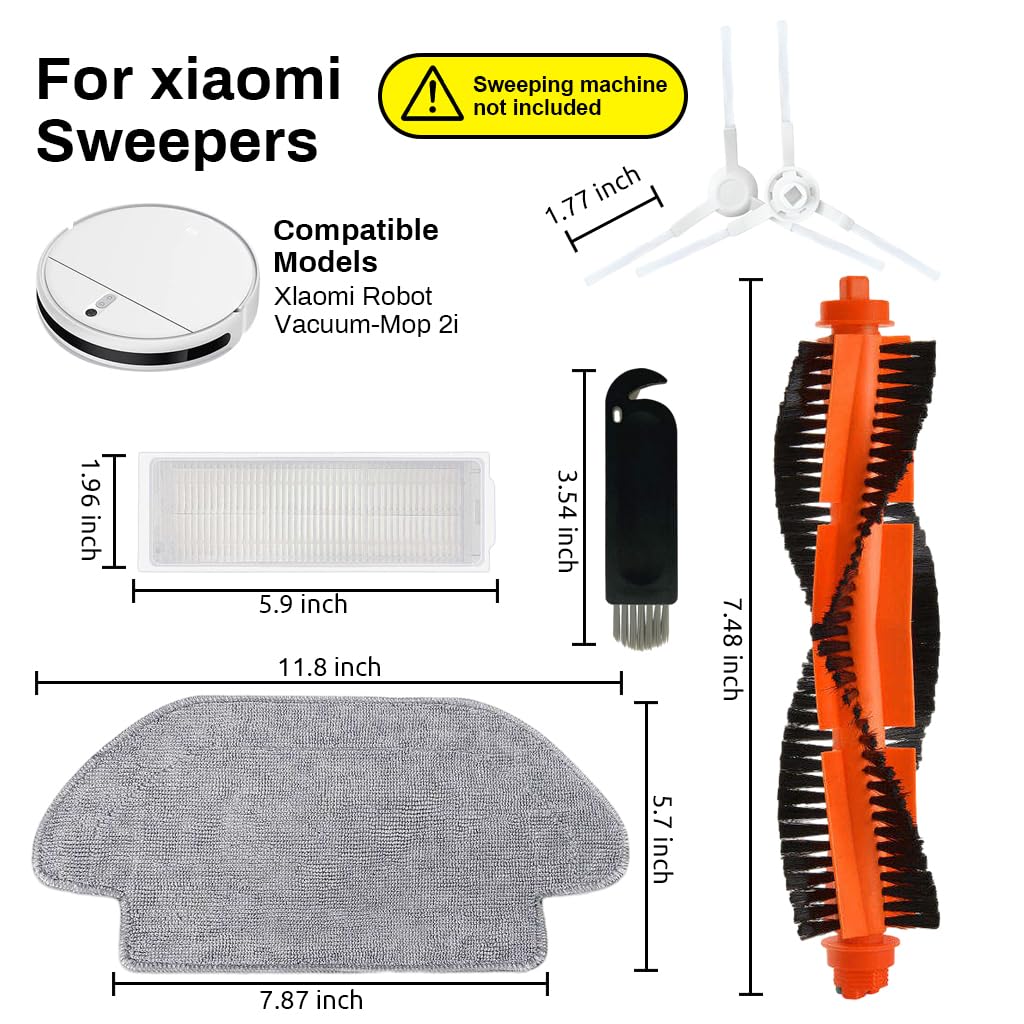 Verilux Accessories Kit for Mi Robotic Vacuum-Mop P 1 Main Brush, 2 Filters, 4 Bristle Brush, 2 Mop Cloth, 1 Cleaning Brush Replacement Parts Compatible with Mi Robotic Vacuum-Mop P