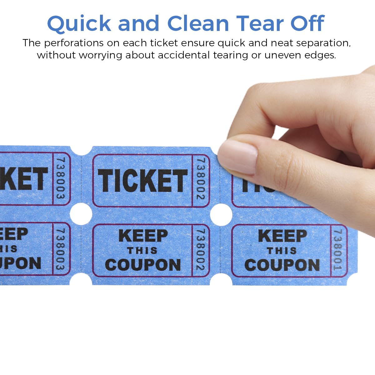 Climberty 1000 Raffle Tickets - Double Roll Sequentially Numbered Raffle Tickets, Easy-Tear Perforation, Perfect for Event Party Prize Drawing Fundraisers (Blue)