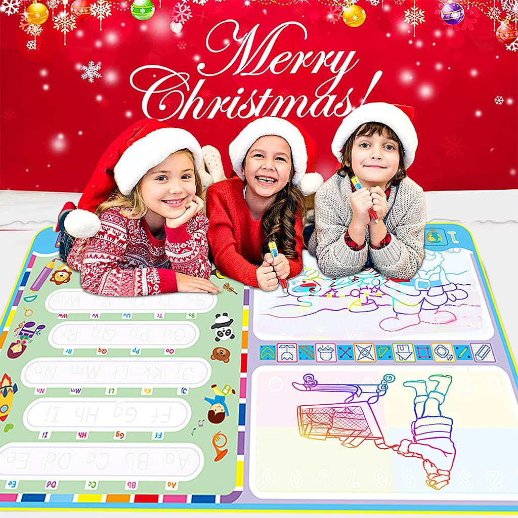 PATPAT Water Doodle Mat - Aqua Doodle, Toddler Aqua Drawing Activity, Large Mat 120 x 70cm, No Mess Art Water Coloring Drawing Pad Games Educational Toys for Boys & Girls Age 2-13 Year Old