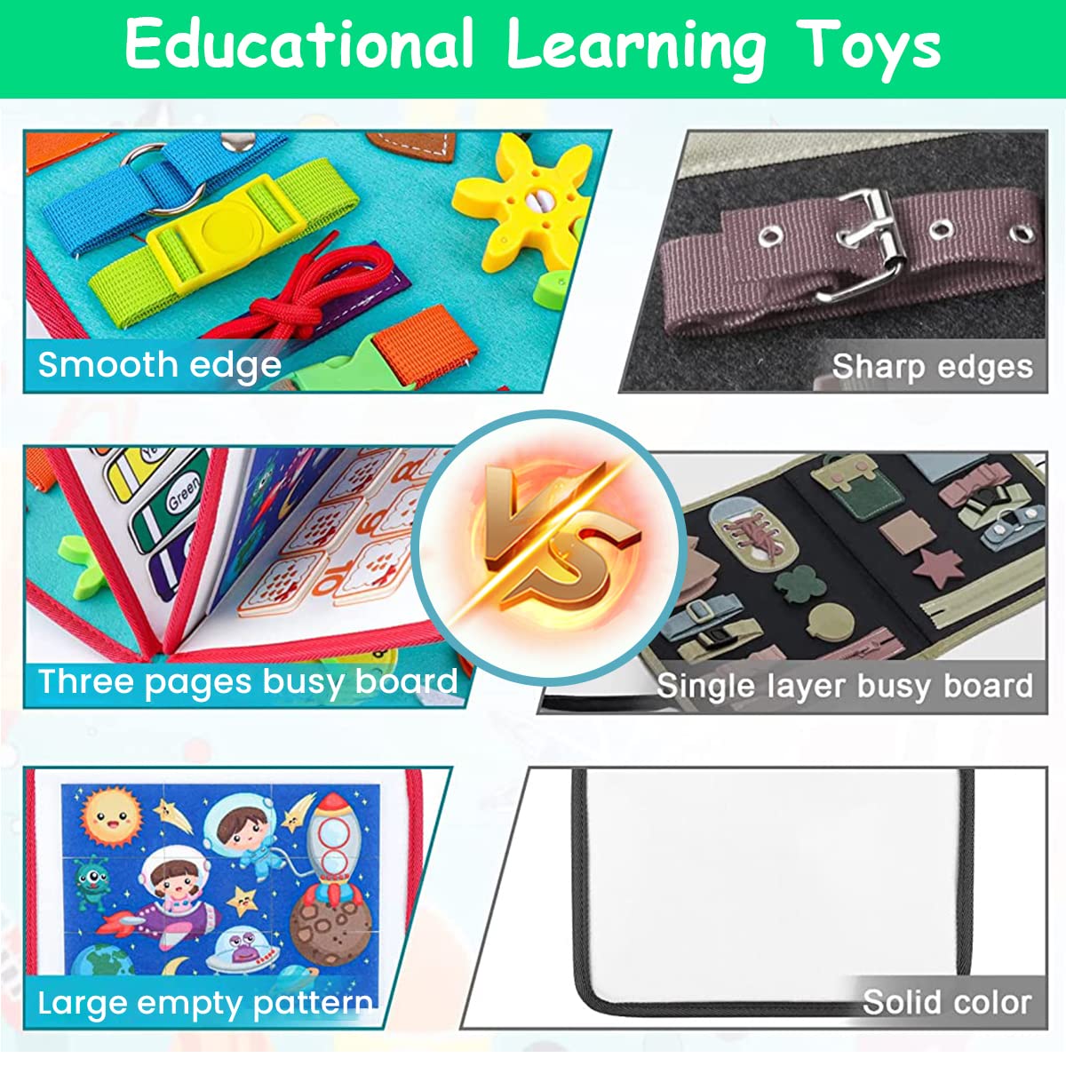 PATPAT Busy Board for Toddlers 1-3, Upgrade Montessori Toy for Develop Basic Skills, 8 Themes in 1 Educational Toy for 1 2 3 4 Year Kids, Parent-Kids Activity Toy, Bag Design for Airplane Car Travel