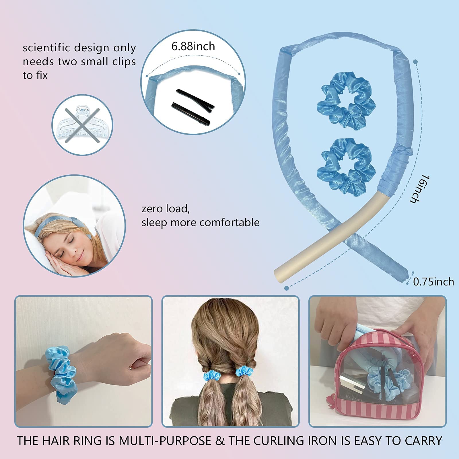 MAYCREATE Hair Curling Tools for Your Hair no Heat Hair Curler Heatless Hair Sleeping Soft Headband Wave Formers Hair Rollers DIY Hair Styling Tools for Long Medium Hair