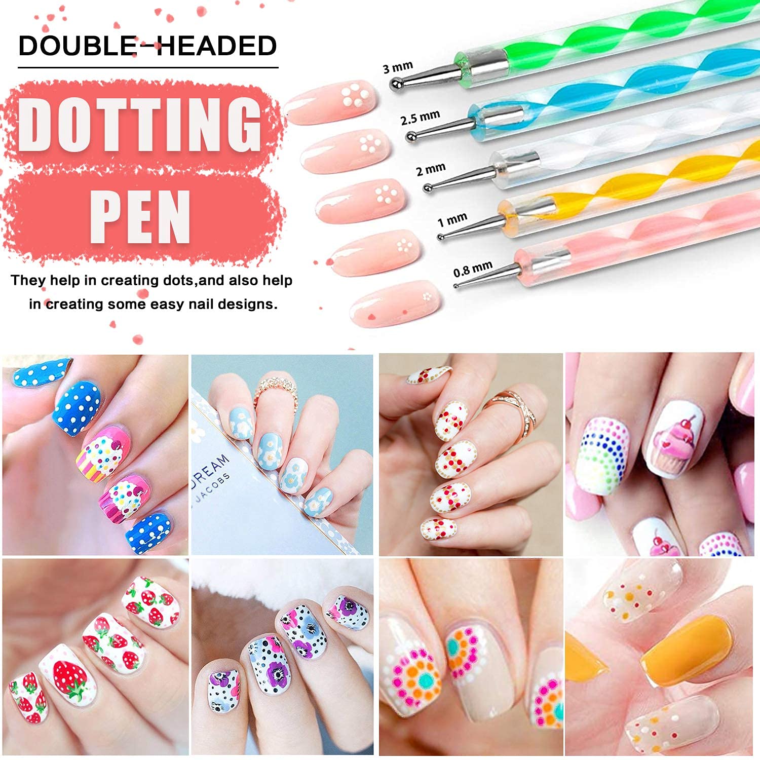 MAYCREATE 3D Nail Art Stamping Kit, 3D Nail Art Tools with Pen & Brush Painting Polish Design Kit Nail Art Stickers Nail Foil Tape Strips and Nails Art Rhinestones