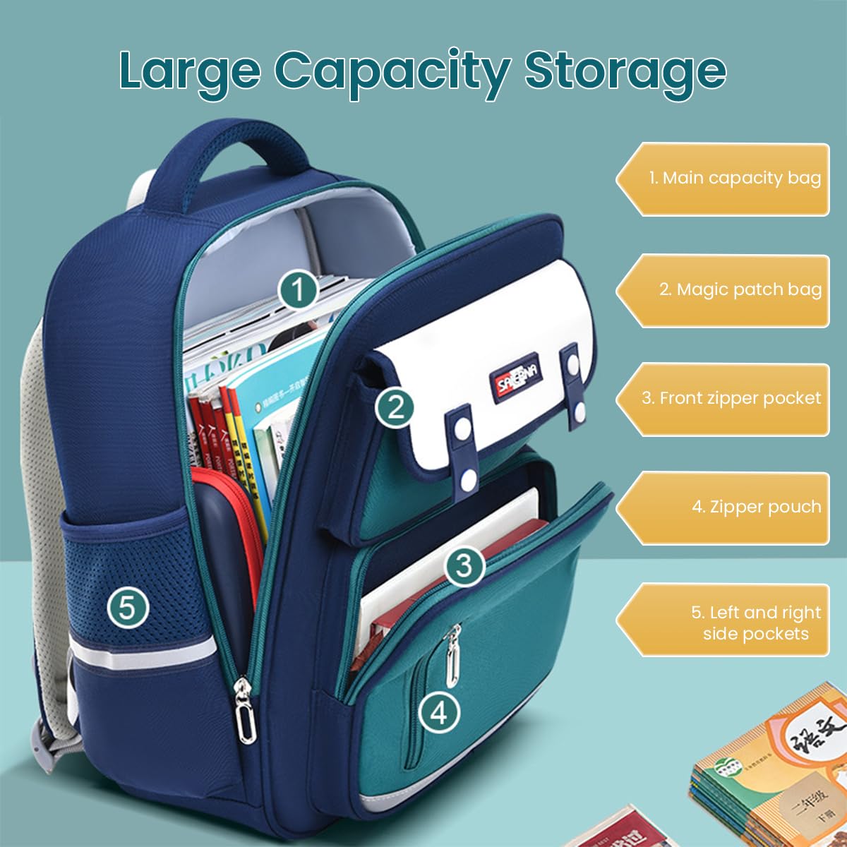 PALAY School Bags for Boys & Girls Waterproof School Backpack For Travel, Camping, Burden-relief School Bag for Kids Girl 6-12 Years Old Casual Backpack