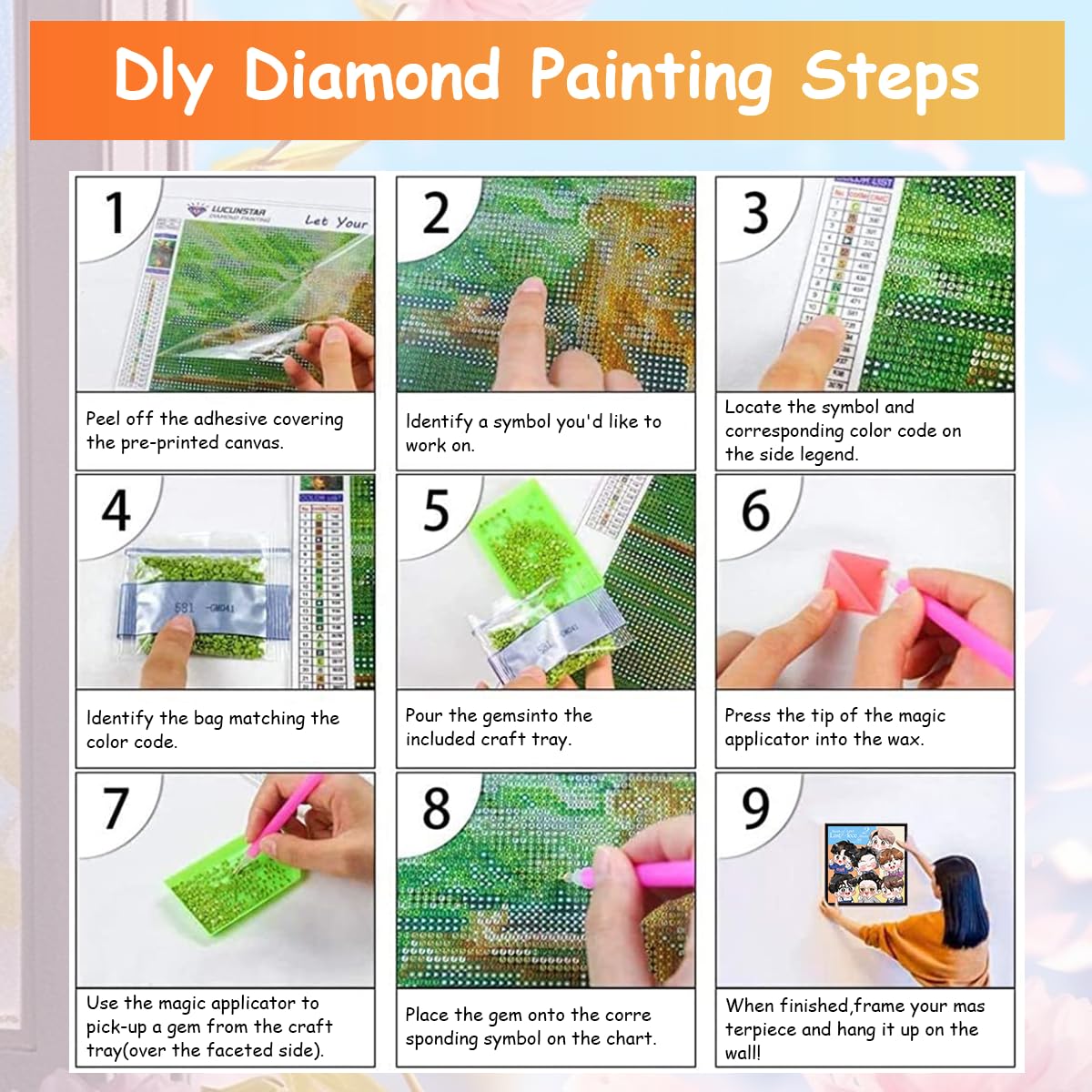 HASTHIP Diamond Painting Kit, 15.7x15.7inch BTS Cartoon Diamond Painting, 5D Diamond Painting Kit Gift for Adults & Kids, Very Suitable for Home Leisure and Wall Decoration