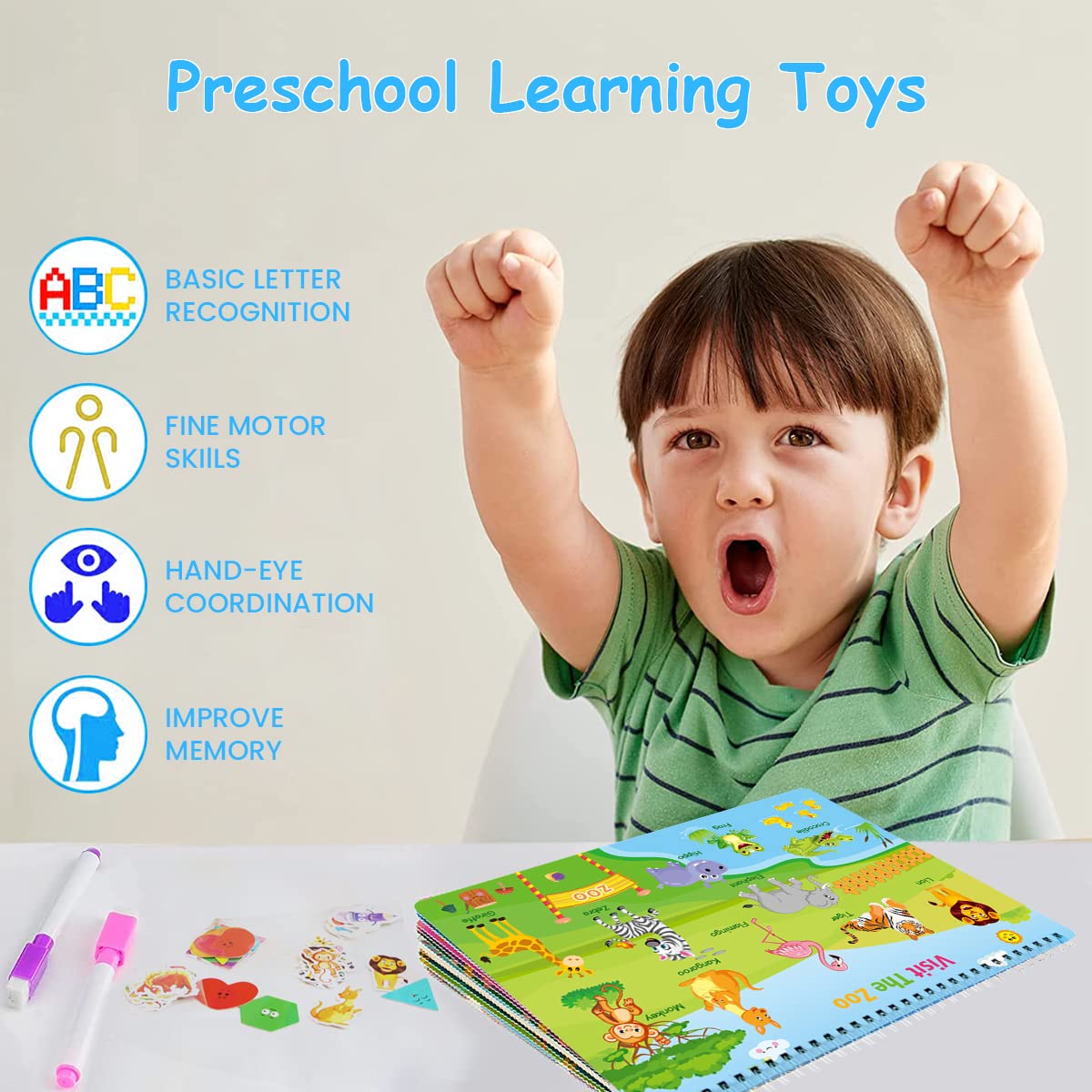 PATPAT Montessori Busy Books for Kids, Autism Sensory Educational Toys, 16 Themes Busy Book for Toddlers 1-6 Boys & Girls, Preschool Activity Binder Learning Toys for Kids to Develop Learning Skills