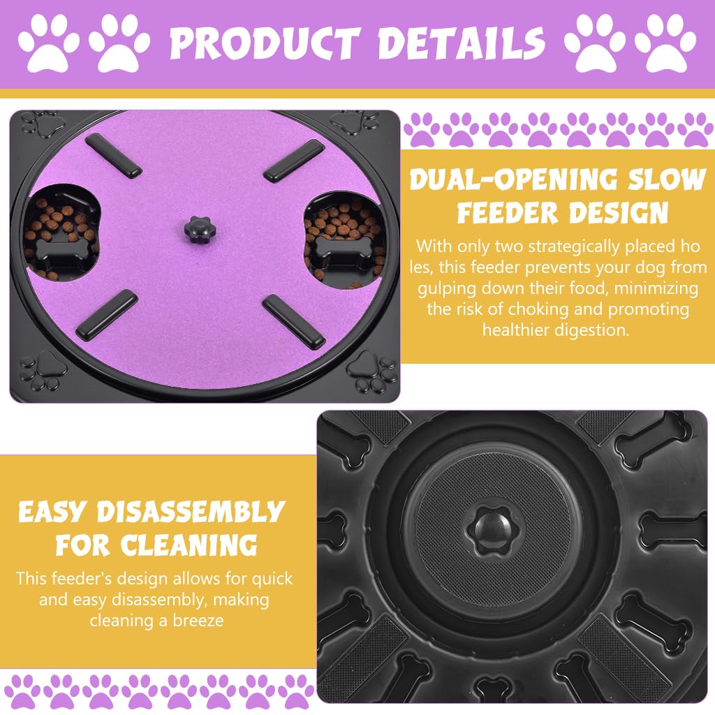 Qpets Dog Slow Feeder 2 in 1 Dog Slow Feeder Rotating Grinding Disc Dog Toy Foodgrade Plastic Dog Slow Feeder Disc Dog Slow Eating Training Disc with Rough Grinding Lid for Nail Grinding