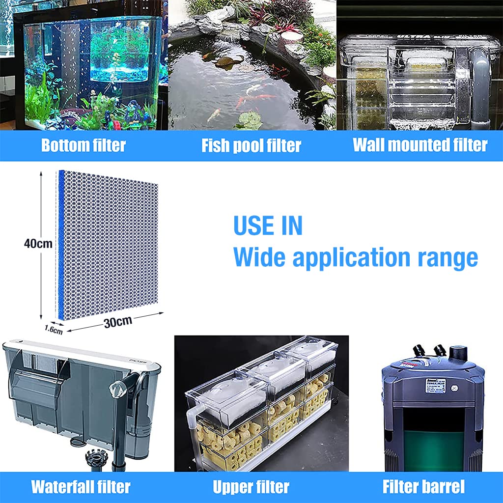 Qpets 30 * 40cm Aquarium Filter High Density 8 Layer Filter Cotton Reusable Aquarium Filter Pad,Fish Tank Aquarium Tank Sponge Filter Cuttable Aquarium Filter s for Fish Tank