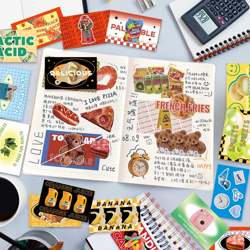 HASTHIP 160Pcs Scrapbook Stickers, Scrapbook Kit Journal Supplies, Decorative Cartoon Stickers with 4 Themes Paper Stickers for Scrapbooking, DIY Crafts, DIY Laptop Case, Wall Decoration