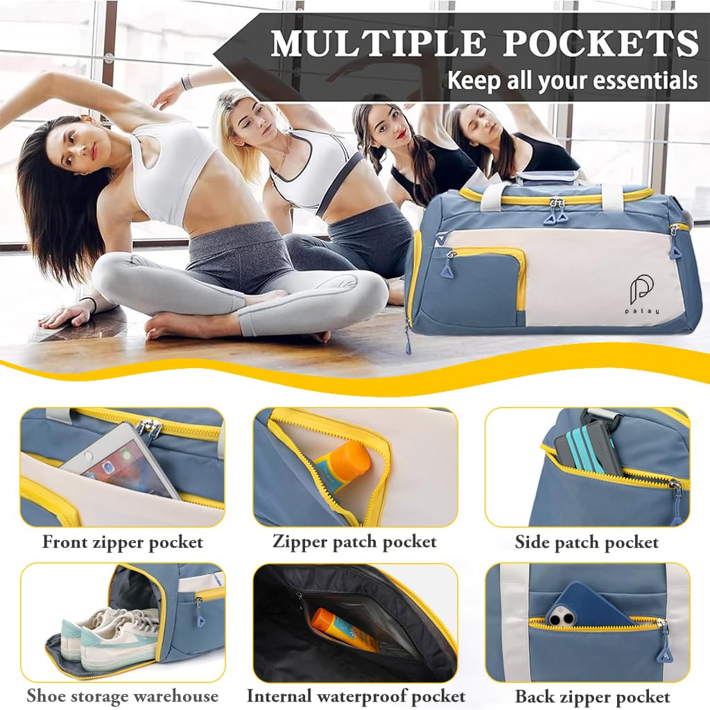 PALAY Gym Bag Fashion Gym Bag with Shoe Compartment Lightweight Duffle Bag Shoulder Bag Travel Bag Multifunctional Gym Bag Waterproof Day Pack Shoulder Bag Gym Bag with Adjustable Shoulder Strap