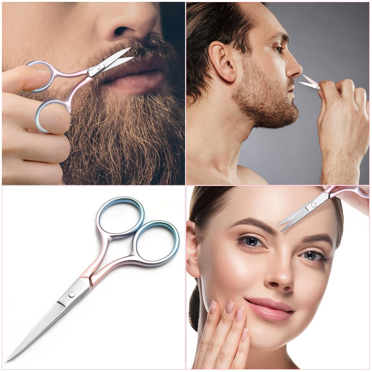 MAYCREATE Eyebrow Hair Grooming Scissors Stainless Steel Eyebrow Hair Trimmer Facial Hair Scissors 3.9 inches Mutifunctional Small Scissors for Facial Hair, Nose Hair, Moustache