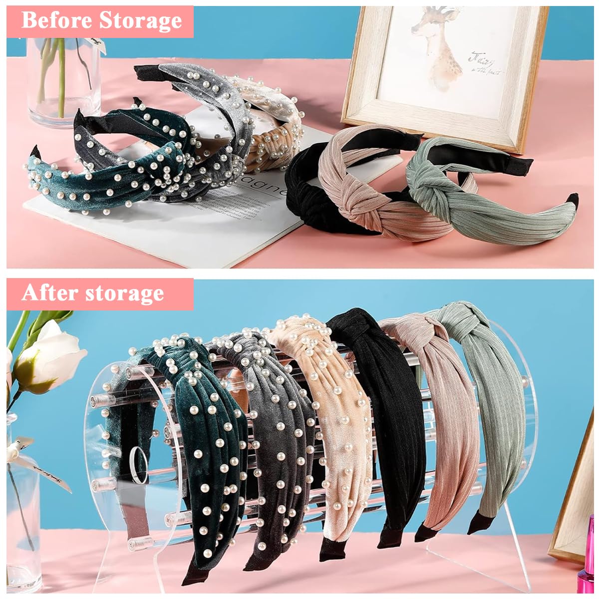MAYCREATE Acrylic Headband Holder, Headband Display Stand, Clear Jewelry Organizer, Storage Rack for Jewelry Hair Clasp Bangles, Teen Girl Women Gifts