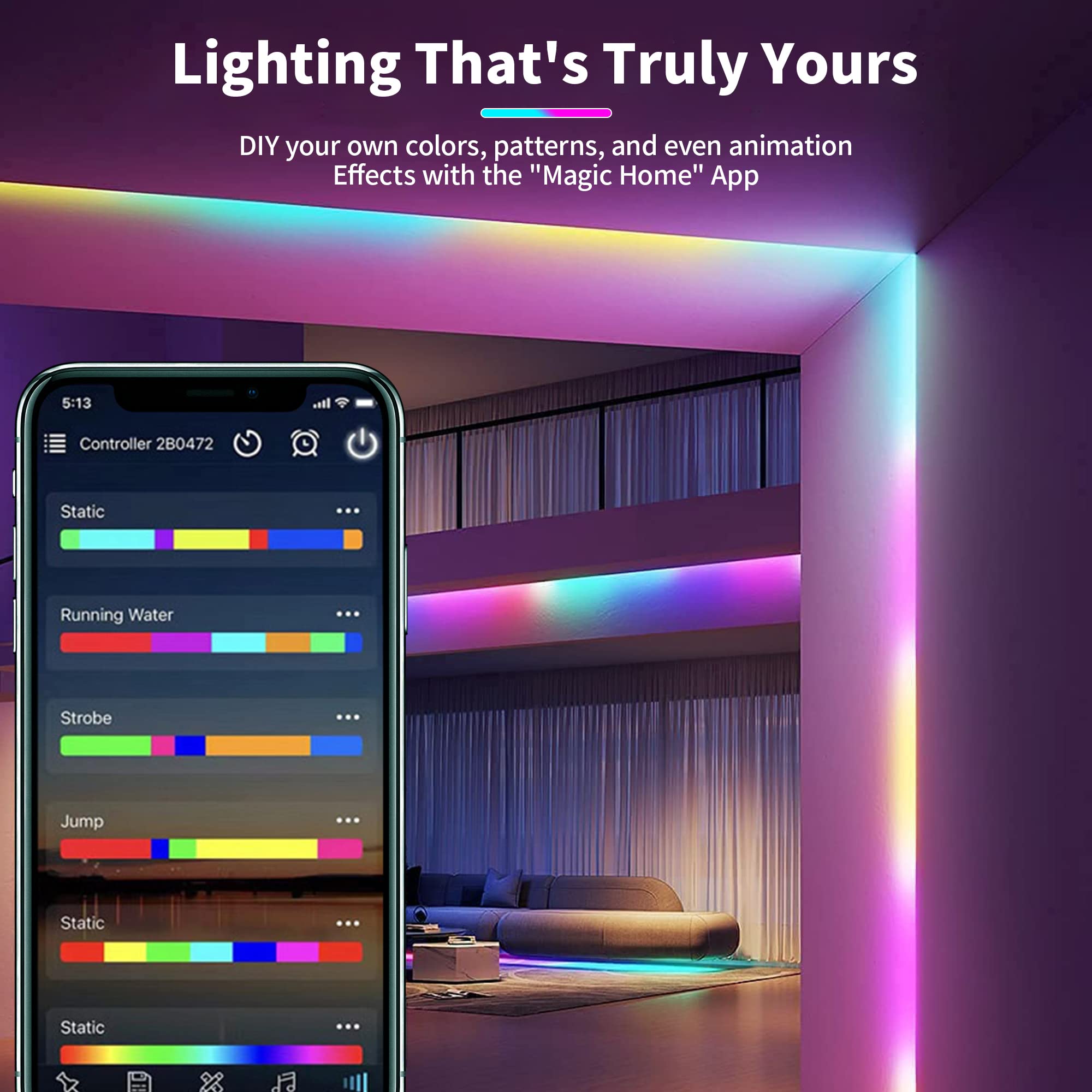 ELEPHANTBOAT RGBIC Led Strip Lights with Remote 5M/16.4Ft Led Strips for Home Decoration WiFi App Control Smart RGB Led Strip Work with Alexa and Google Assistant Music Sync for TV Gaming Room Party