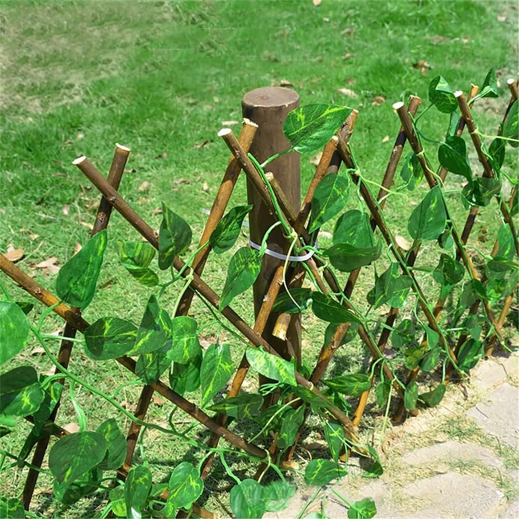 HASTHIP Artificial Grass Trellis for Garden Outdoor Indoor Decoration, Expandable Garden Fence, Faux Ivy Fencing Panel, Artificial Hedge Green Wall Grass Leaves (20 * 70cm to 200 * 32cm)