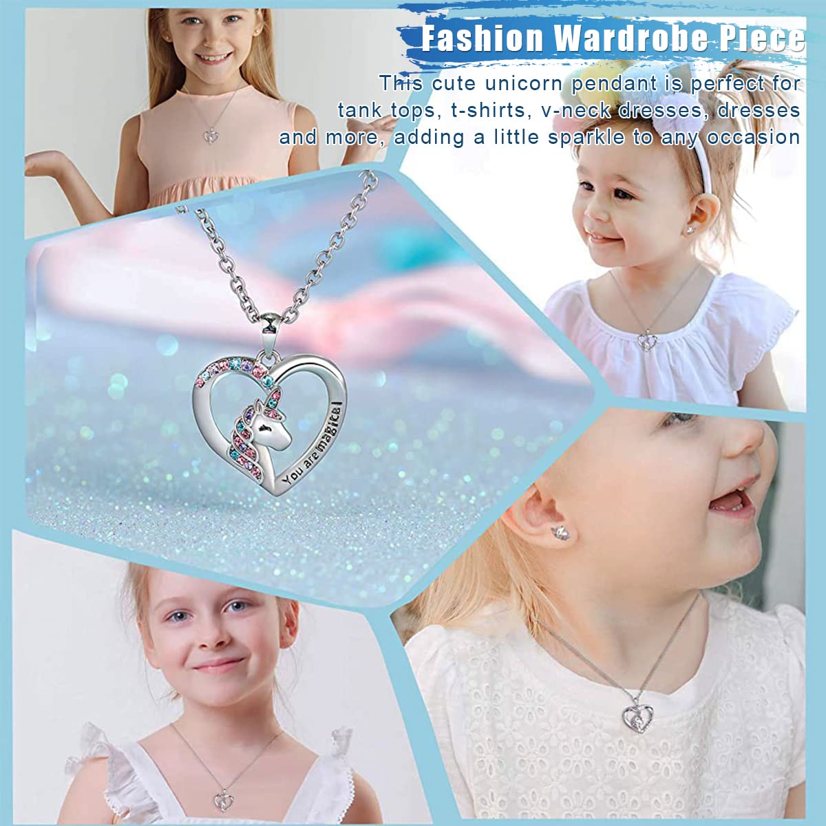 SANNIDHI Unicorn Pendant Chain for Girls Kids Stylish Long Lasting Alloy Plating Heart Necklace for Girls Fashion Neck Locket Chain Pendent for Girls Latest Pendent for Girls Gifting - 1