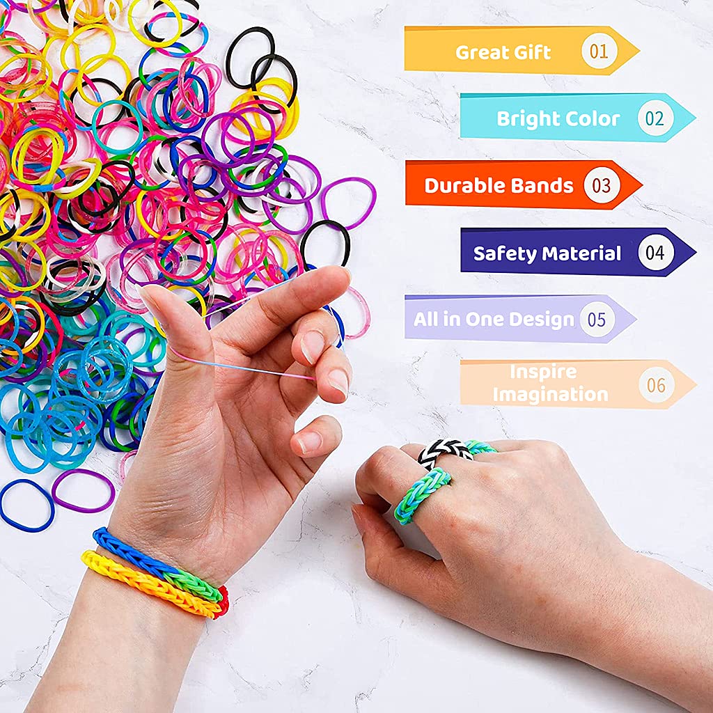 PATPAT 1150+ 20 Color Loom Rubber Bands Set, ,Gift Rainbow Rubber Bands Bracelets Making Kit for Girls/Sisters Include Rubber Bands, Charms, Hooks, Beads, Crochet, Loom, Clips Accessories DIY Kit